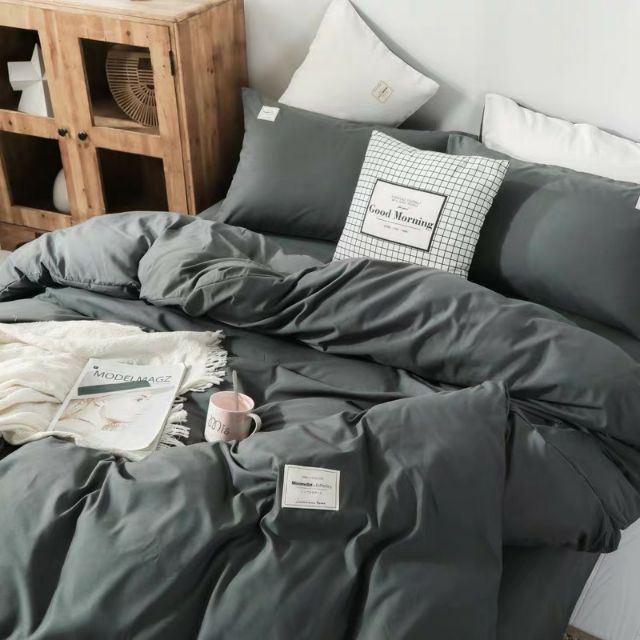 Chăn Ga Gối Cotton Tici Đơn Sắc 4 món