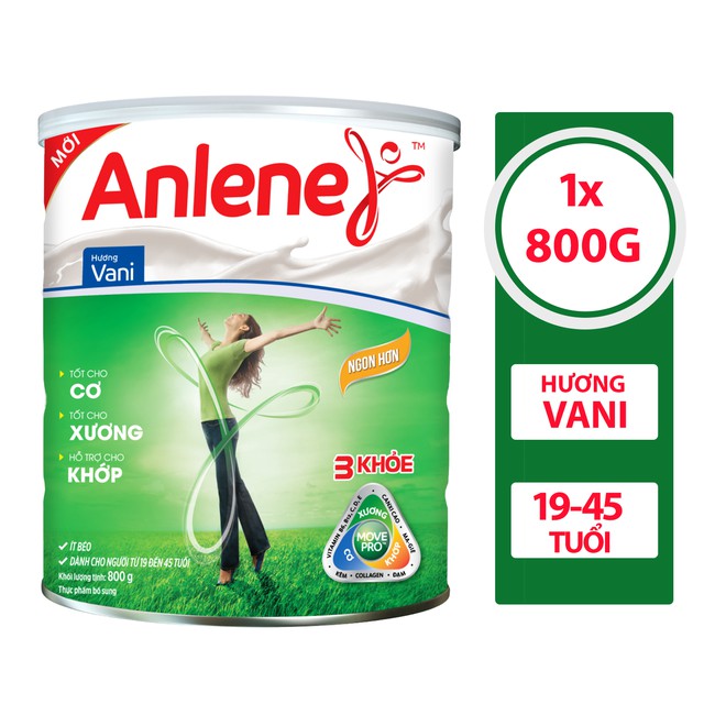 Sữa Bột Anlene Movepro Hương Vanilla lon 800g (từ 19 đến 45 tuổi)