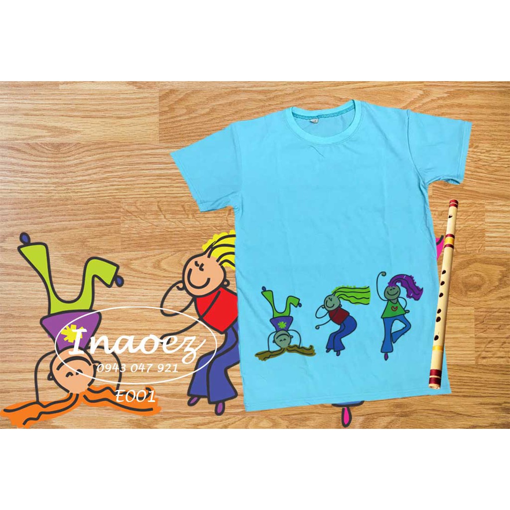 Áo thun in hình ( Xanh thiên thanh ) E1