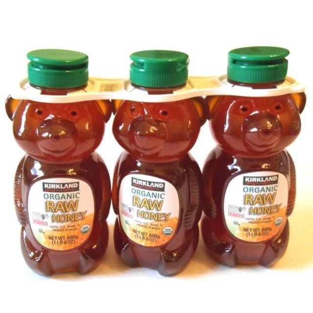3 chai mật ong Kirkland Organic Raw Honey của Mỹ  chai 680g