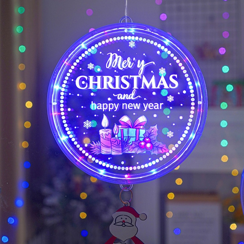 Đĩa Tròn Có Đèn LED Hình Ông Già Noel Dễ Thương Để Trang Trí Cây Thông Noel Tiện Dụng