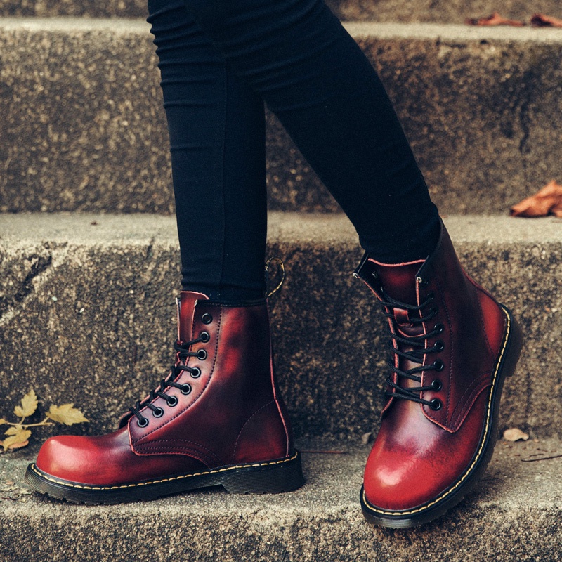 Size 35-48 Dr. Giày Bốt Martin Bằng Da Thật Chống Trượt Chống Thấm Nước Phong Cách Công Sở Thời Trang Cho Cặp Đôi