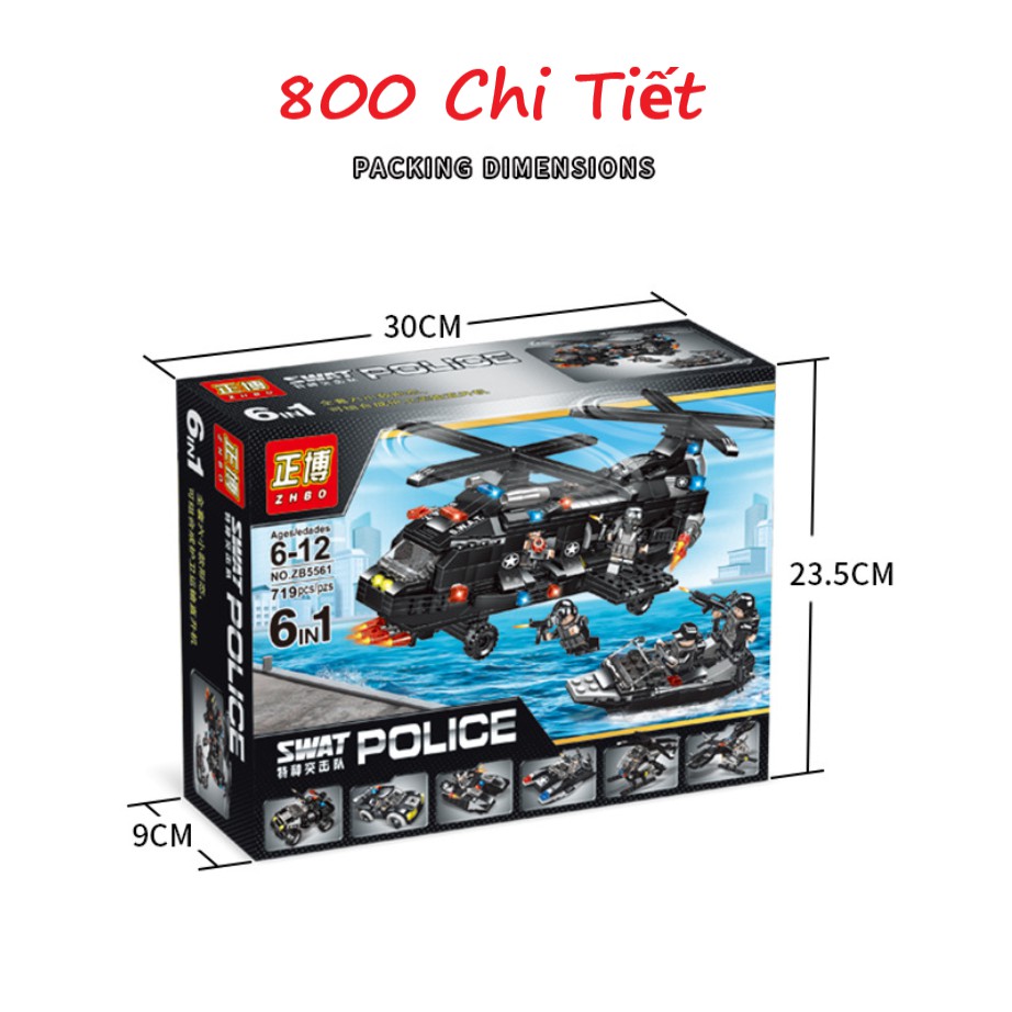 [800 CHI TIẾT-HÀNG CHUẨN] BỘ ĐỒ CHƠI XẾP HÌNH LEGO Trực Thăng,  Lắp Ghép Máy Bay, OTO Cảnh Sát, SWAT