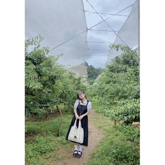 Váy Yếm Bánh Bèo Chất Đũi 3 Màu Đen Nâu Kem Ulzzang Hàn Quốc