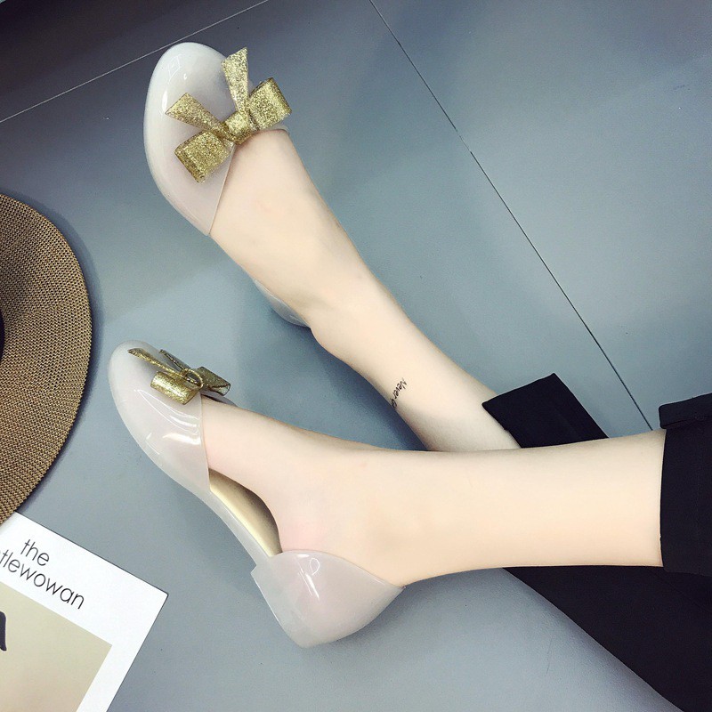 Giày búp bê nhựa mềm đính nơ thời trang cho nữ | BigBuy360 - bigbuy360.vn