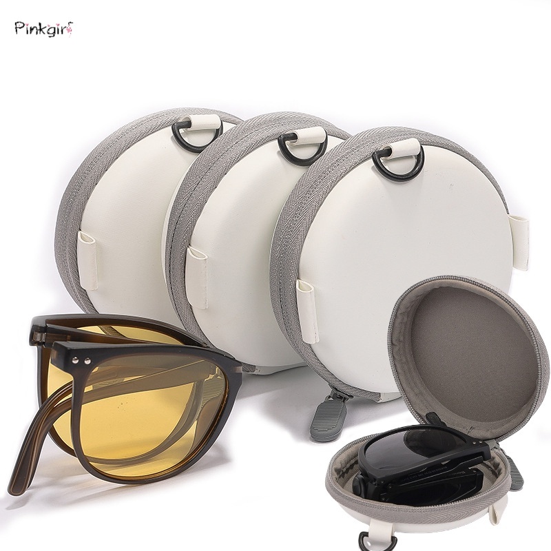 Hộp Đựng Bảo Vệ Mắt Kính Hình Tròn Có Khóa Kéo Dành Cho Nam Nữ