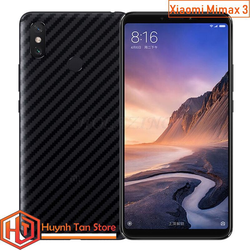 Miếng dán decal carbon mặt sau Xiaomi Mimax 3 chống trày xướt mặt lưng, chống bám vân tay