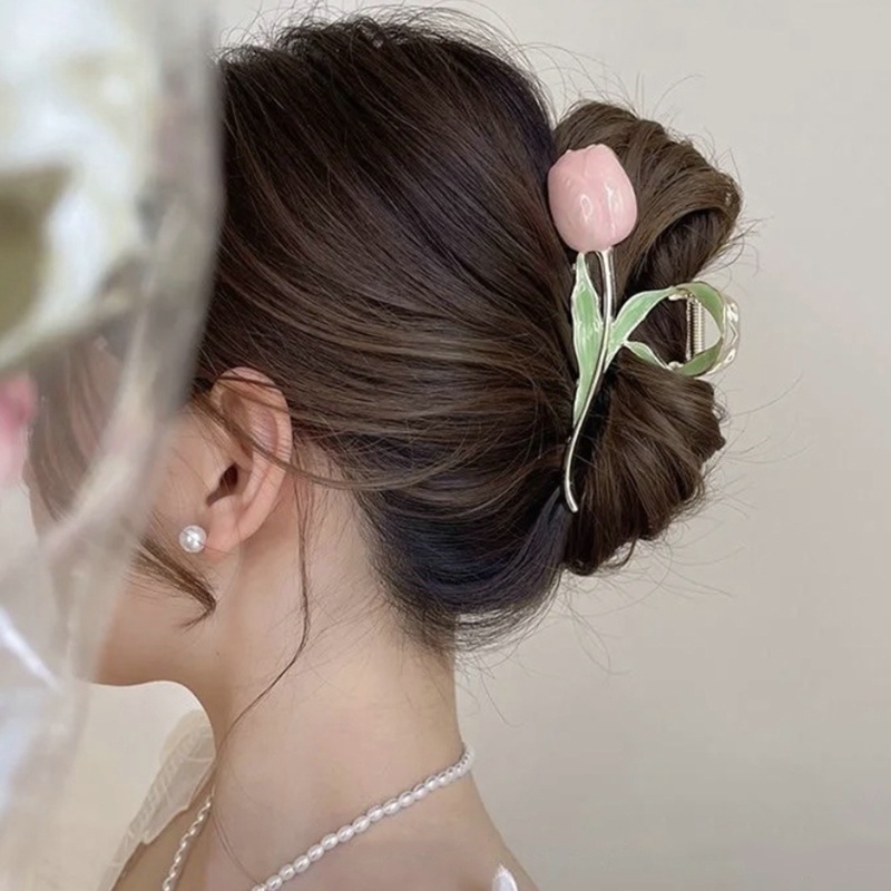 Kẹp Tóc Hình Hoa Tulip Tráng Men Thanh Lịch Cho Nữ