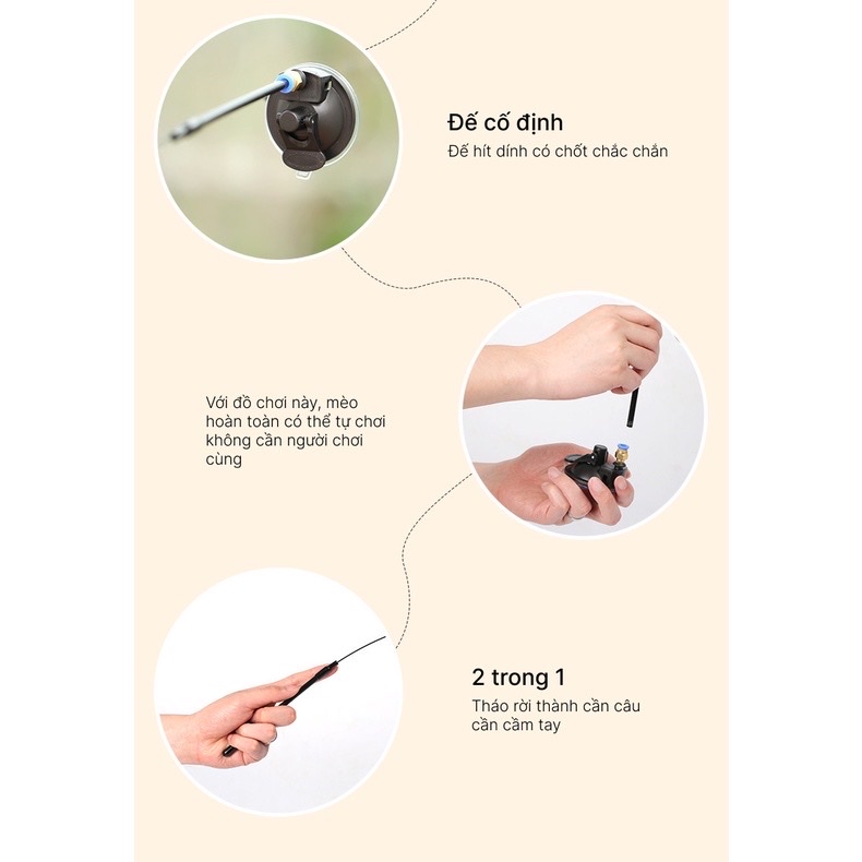 CẦN CÂU DÂY THÉP GIẢI TRÍ CHO MÈO CÓ ĐẾ KHÓA CỨNG CHẮC CHẮN GIÚP MÈO TỰ CHƠI