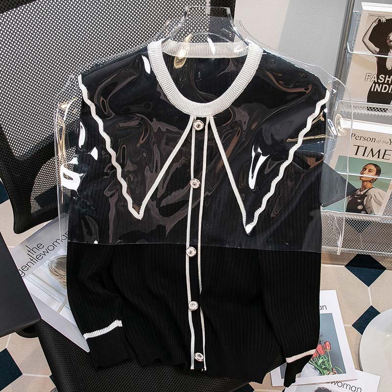 Áo cardigan ZHELIHANGFEI len tay dài cổ búp bê dáng ngắn thanh lịch thời trang dành cho nữ