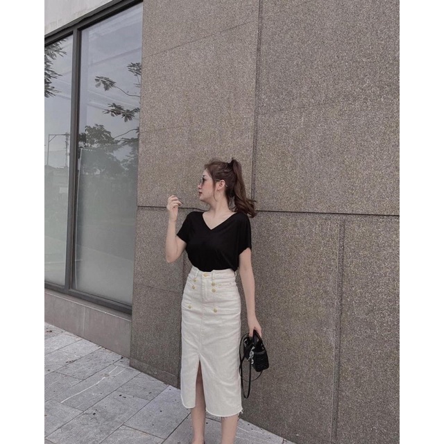 Mã 970-CHÂN VÁY JEAN 2 TÚI XẺ