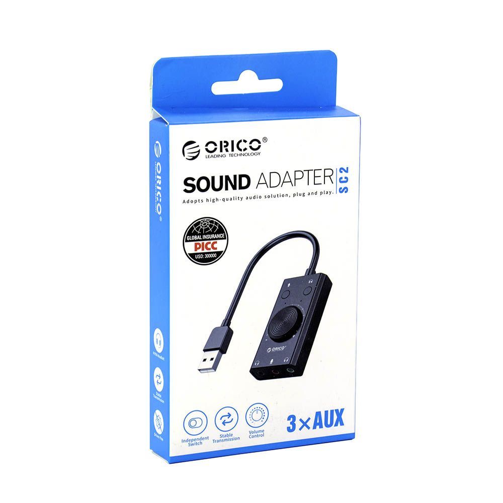 Card Âm Thanh USB ORICO  SKT3 SC2 Kết Nối Giắc Cắm 3.5mm - Bảo Hành Chính Hãng 1 Năm