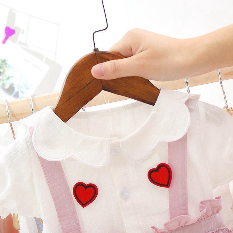 Đầm xòe tay lỡ in họa tiết trái tim đáng yêu dành cho bé gái