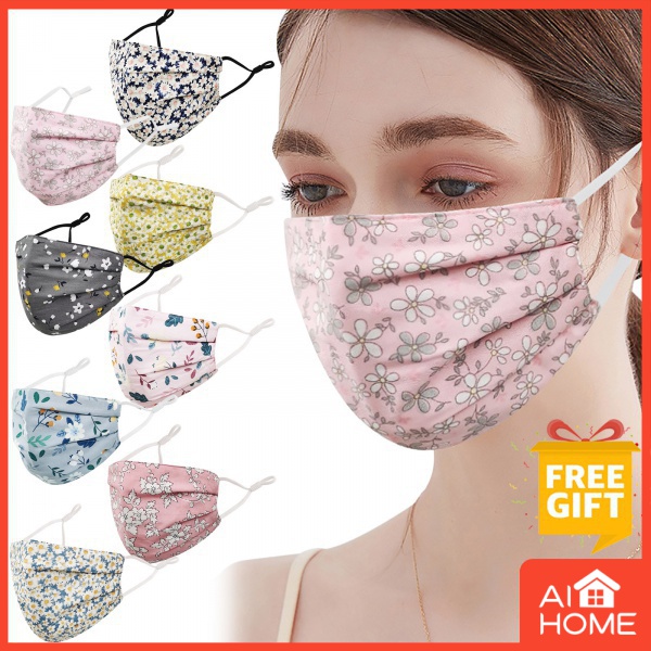 Khẩu Trang Chống Nắng Chống Bụi Bằng Vải Cotton In Hoa 3 Lớp Thoáng Khí Có Thể Giặt Tái Sử Dụng Thời Trang Cho Nữ