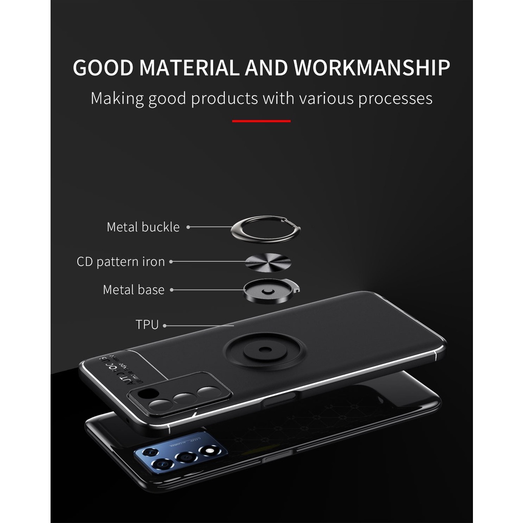 Ốp điện thoại TPU silicone có nhẫn đỡ từ tính cho Realme Q3s Q3 Q3i Q3 Pro Q3 Pro Carnival Narzo 50i Max