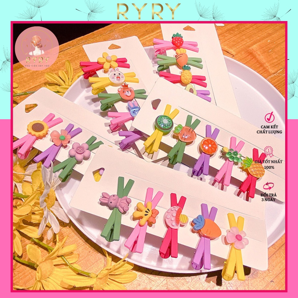 Set 5 Kẹp tóc hình hoa nơ dễ thuơng cho bé gái
