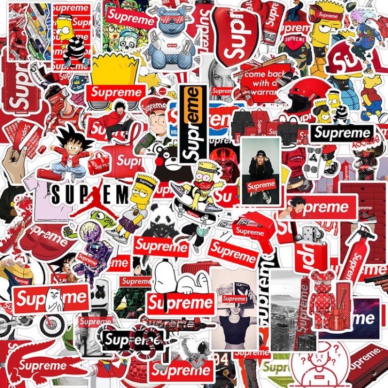 Bộ 100 sticker tổng hợp Supre cá tính dùng để trang trí điện thoại di động/ván trượt/vali không để lại dấu keo
