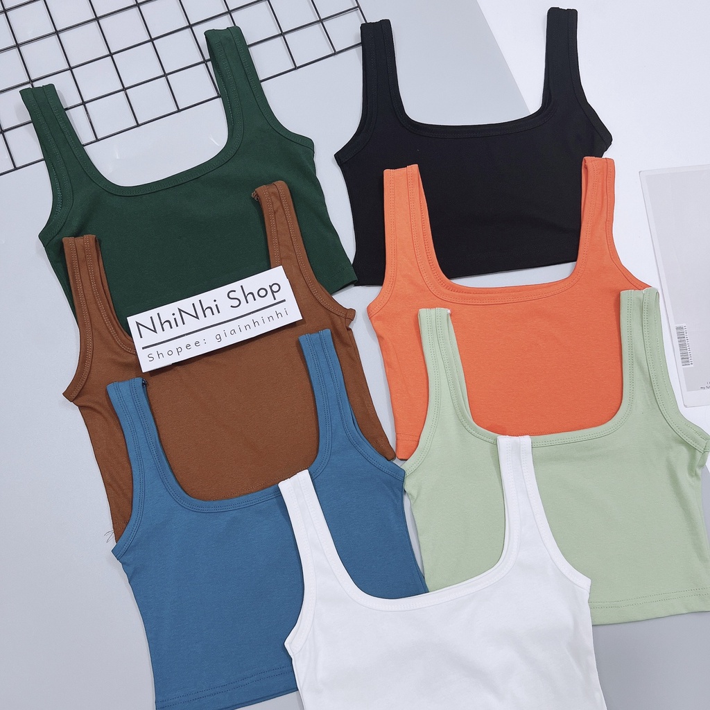 Áo ba lỗ croptop chất zip co giãn, Áo thun kiểu hai dây dáng ôm AS2804 - NhiNhi Shop
