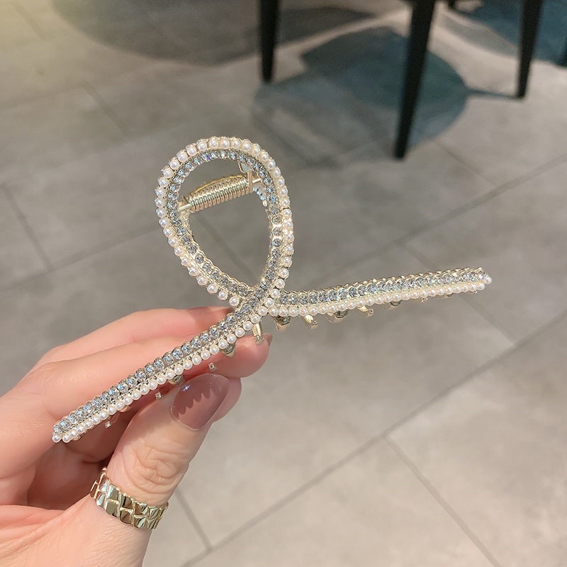 Kẹp tóc càng cua kim loại đính đá sang trọng phong cách Hàn quốc cho nữ