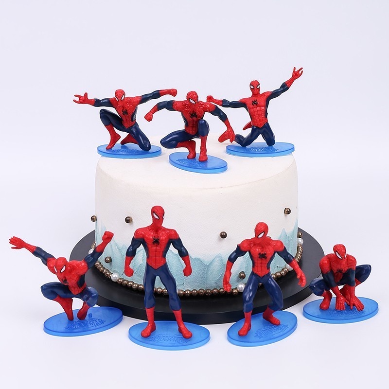 Set 7 Mô Hình Các Nhân Vật Siêu Anh Hùng Marvel Trang Trí Bánh Kem