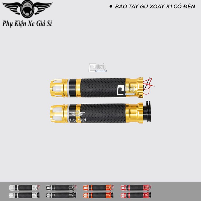 Cặp Bao Tay Xe Máy Nhôm CNC Gù Xoay K1 Có Đèn Gắn Mọi Loại Xe MS4012