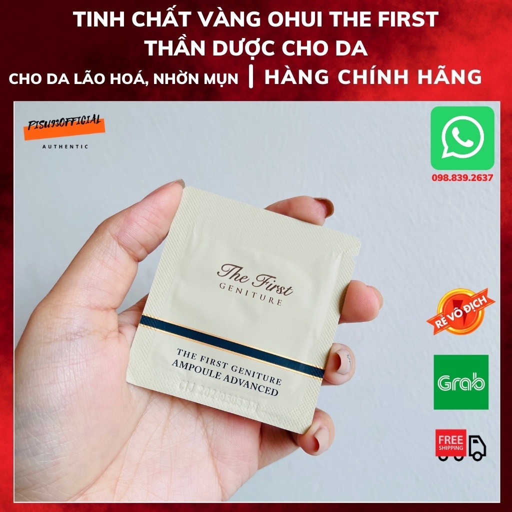 Tinh chất vàng, dưỡng ẩm, làm đều màu da, sáng da, trẻ hoá - Ohui The First Geniture Ampoule Advanced 1ml - Hàn Quốc