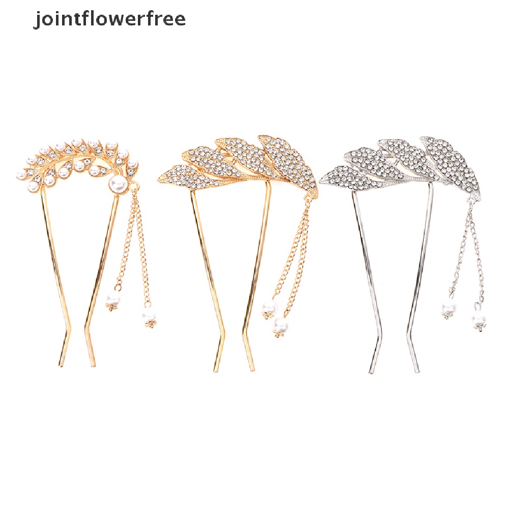 Kẹp Tóc Hình Chữ U Đính Đá Phối Lông Vũ Và Ngọc Trai Nhân Tạo Thời Trang