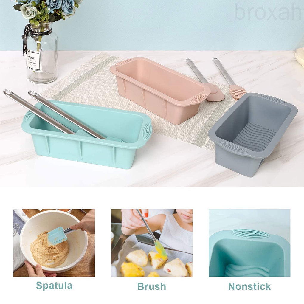 Set 3 Khuôn Silicone Hình Chữ Nhật Chống Dính Dùng Để Nướng Bánh