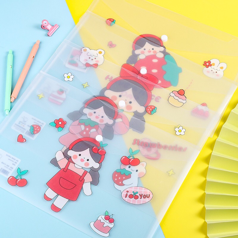 Túi đựng bài kiểm tra có nút bấm loại trong có hình cute