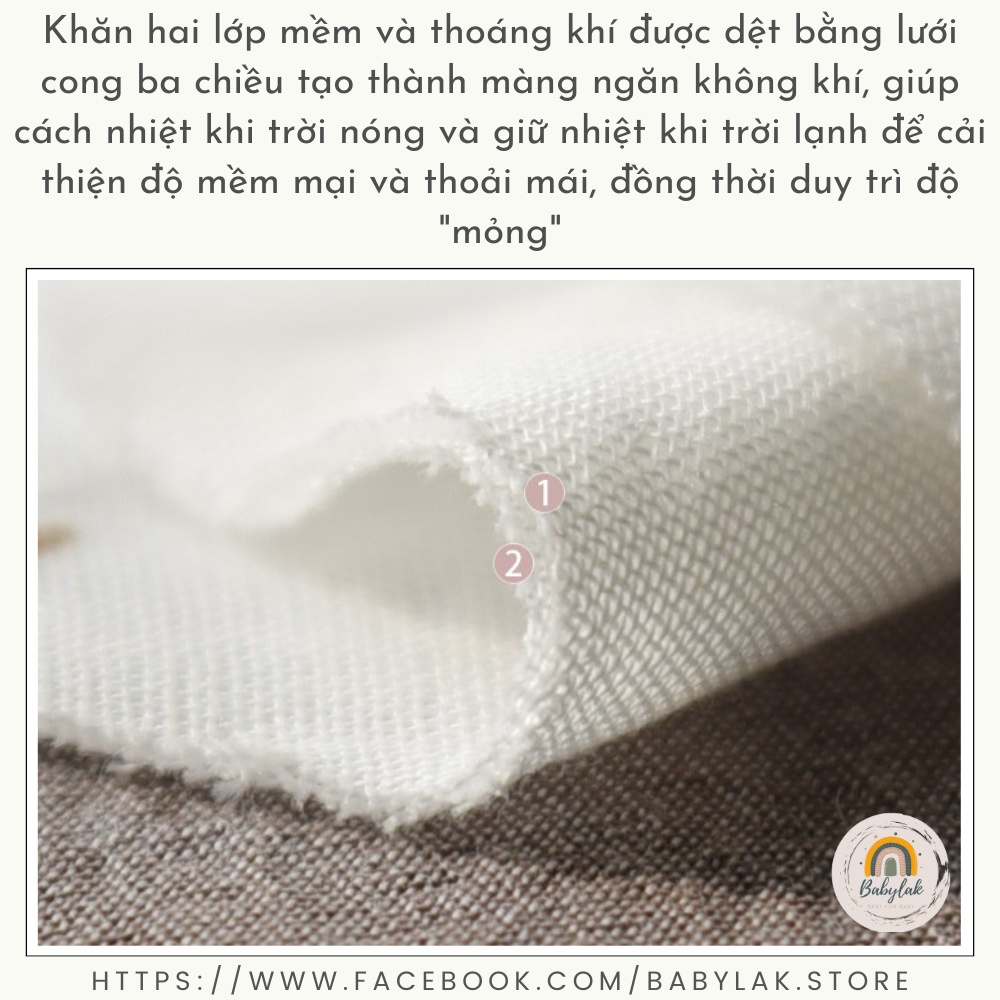 Khăn muslin 2 lớp đa năng cho bé - khổ 110x110 cm - Hàng cao cấp 100% cotton siêu mềm mại