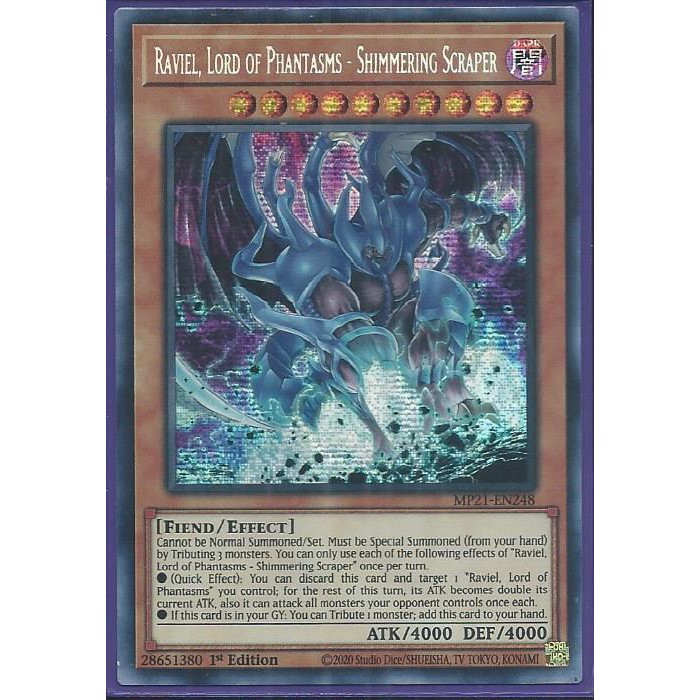 [Thẻ bài Yu-gi-oh] MP21-EN248 Raviel, Lord of Phantasms – Shimmering Scraper – Prismatic Secret Rare