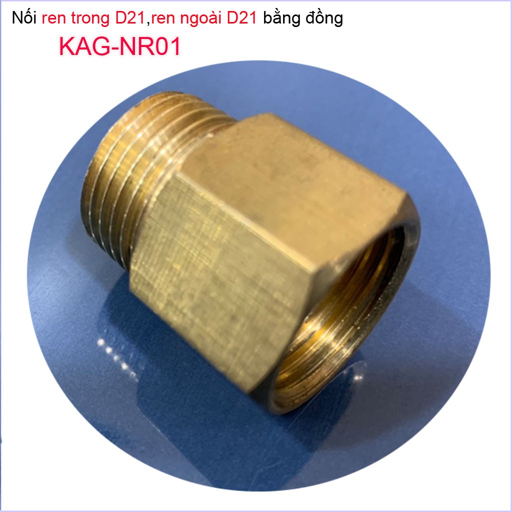 Nối ren trong ren ngoài D21 Nixcor KAG-NR01 đồng, Đầu nối đổi ren - Phụ kiện đổi ren Đồng (cà Rá)