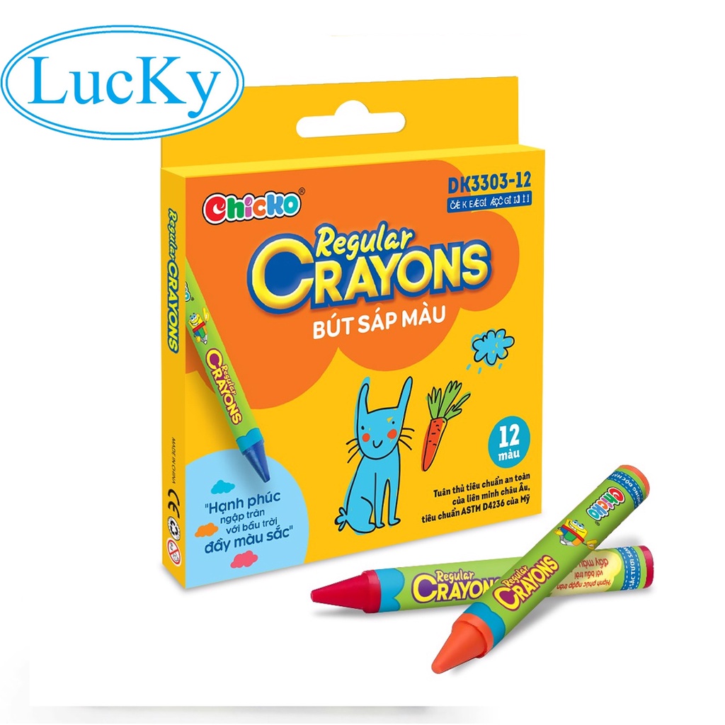 Bút Sáp Màu Duka:  Reglar Crayons (12 Màu) DK3303-12 An Toàn Cho Trẻ