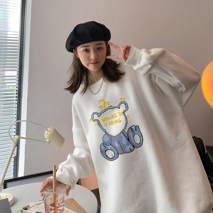 Áo sweater tay dài cổ tròn in chữ phong cách Harajuku Hàn Quốc dễ phối đồ cho nam và nữ size S-3XL 2021 | BigBuy360 - bigbuy360.vn