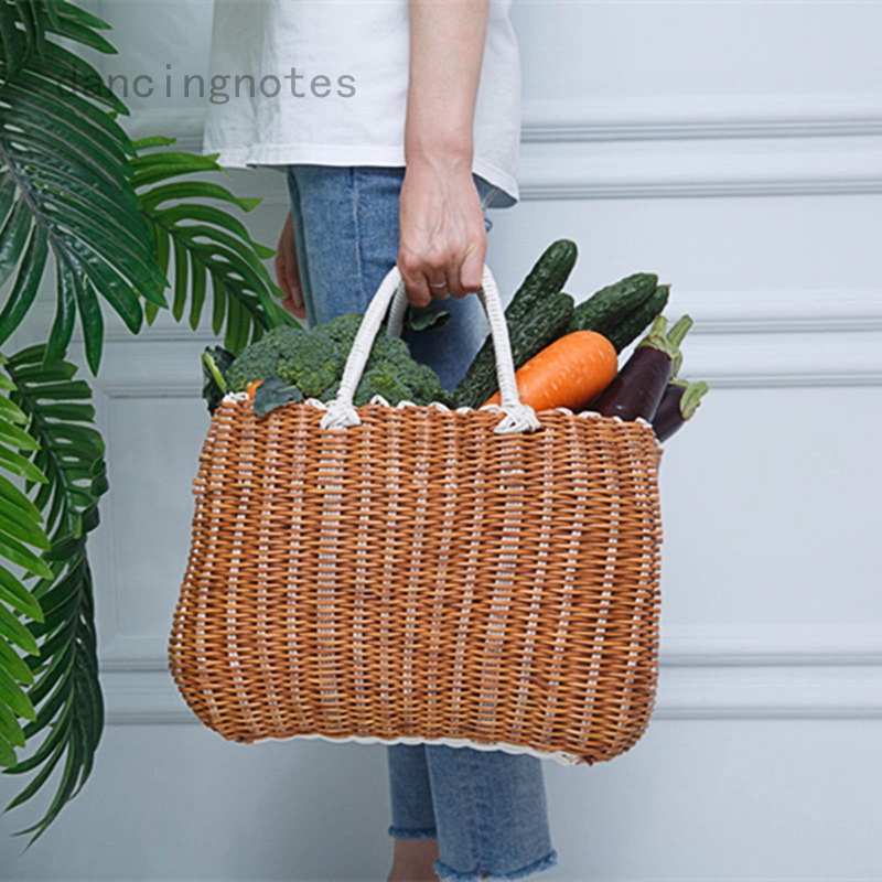 Giỏ Đan Mây Bằng Nhựa Thủ Công Tiện Dụng Mang Theo Dã Ngoại