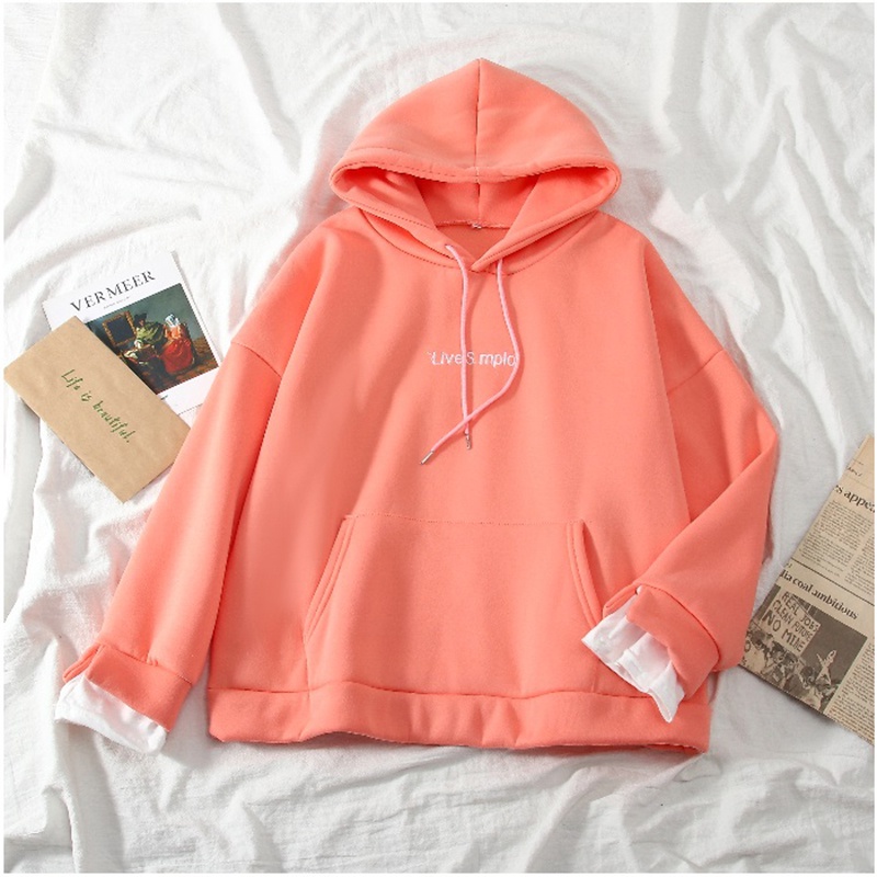 Bộ Nỉ Nữ Thu Đông Dài Tay Có Mũ Form Rộng Kèm Quần Dài Bo Gấu Ulzzang Thời Trang Sugal QA NU 023V1