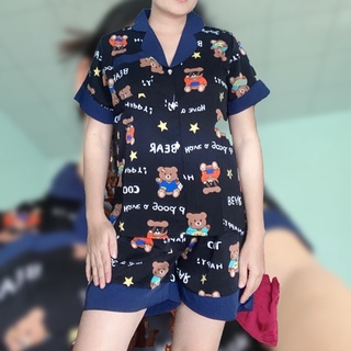 Bộ đùi cài cúc mặc nhà vải lụa mango