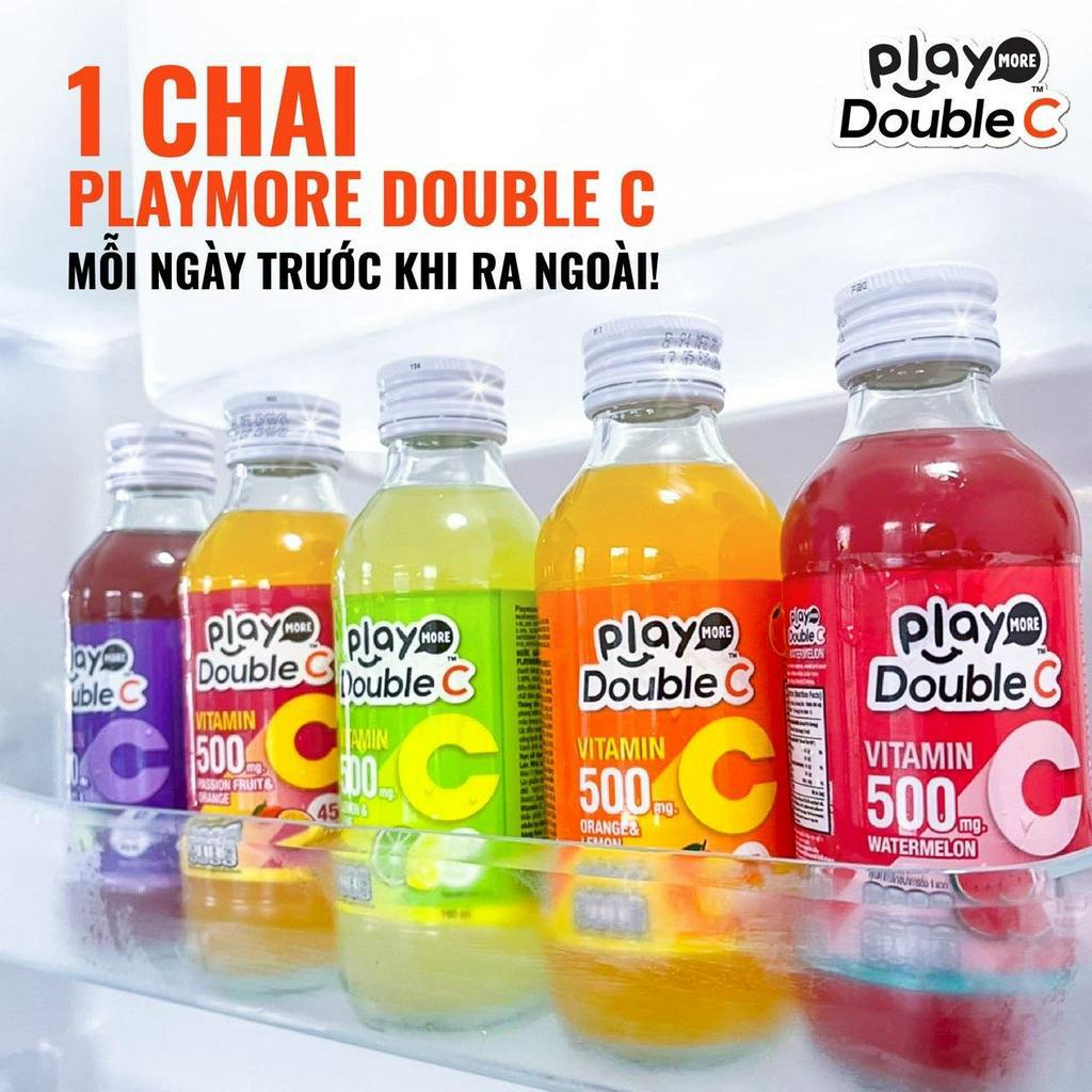 Nước Giải Khát Vị Cam Chanh Vàng/Nho Đỏ Nho Trắng/Chanh Dây/Chanh Xanh Chanh Vàng PlayMore Double C Chai 160ML