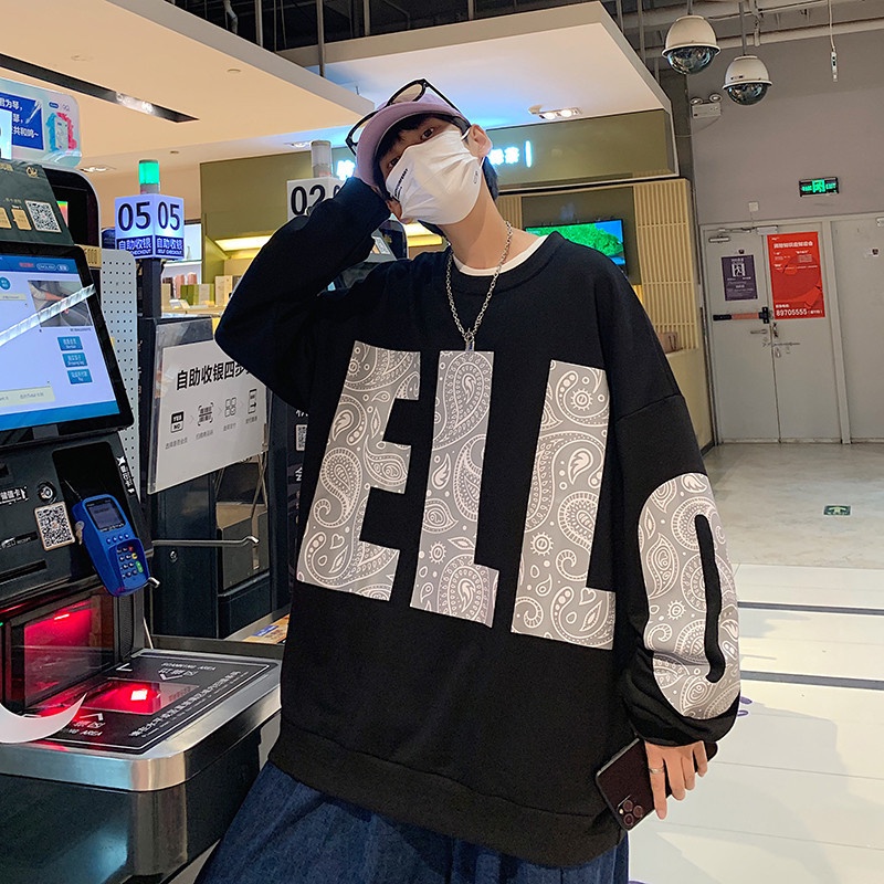 Áo sweater AOKANG cổ tròn dáng rộng phong cách hip hop Âu Mỹ cá tính cho cặp đôi