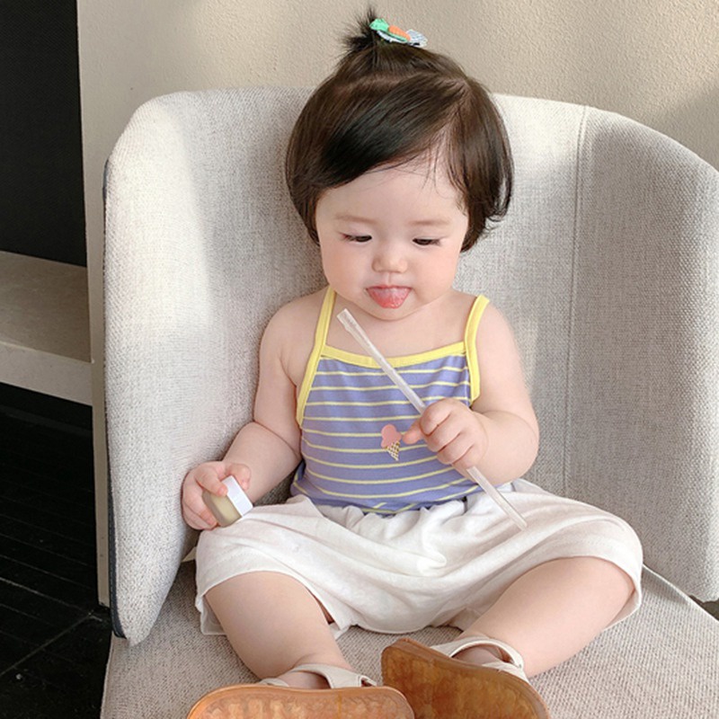 Áo Hai Dây Họa Tiết Hoạt Hình Thời Trang Mùa Hè Hàn Quốc Cho Bé