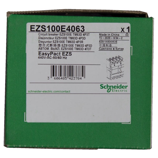 MCCB EasyPact 4 phase dòng EZS100E40 Schneider - 380/415V - 16A-20A-25A-32A-40A-50A-63A-80A-100A - 25kA