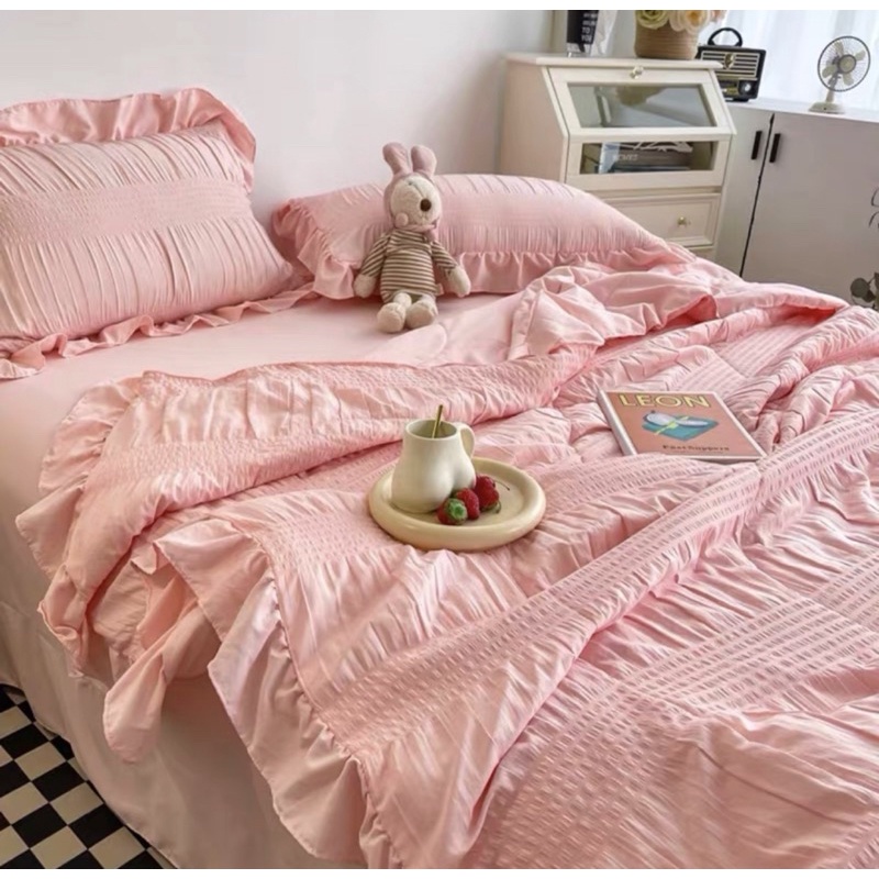 Set Chăn Ga Đũi Nhăn Mềm, Set Chăn Hè - Nhiều Màu Sắc ( shinbedding)