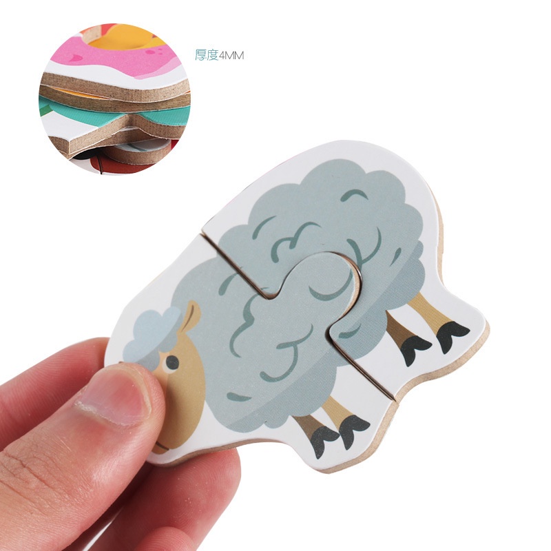 Bộ Đồ Chơi Lắp Ghép Hình Động Vật / Trái Cây / Rau Củ Bằng Gỗ Cho Bé 1-3 Tuổi