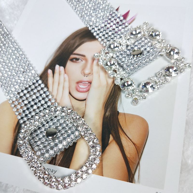 Thắt Lưng Đính Đá Kim Cương Lấp Lánh Đa Năng Thời Trang Kèm Chân Váy Jean Cho Nữ