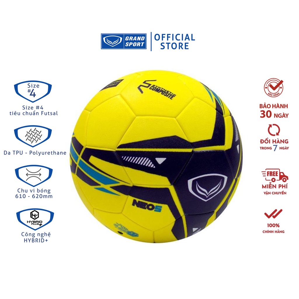 Bóng đá futsal Grand Sport size 4 Hydrid+ da TPU nhám tổng hợp phù hợp sân cỏ nhân tạo hoặc trong nhà CHÍNH HÃNG
