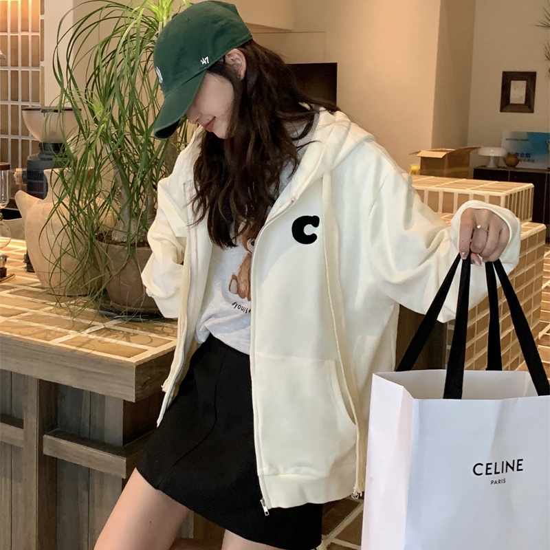 SUXI Áo Hoodies Nữ Màu Trơn Thời Trang Hàn Quốc Mới