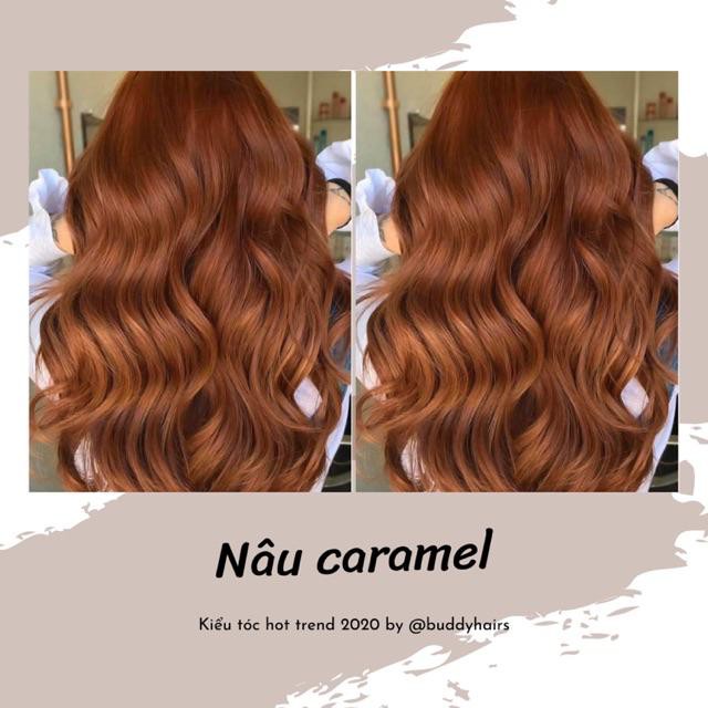 Thuốc nhuộm tóc Nâu caramel không tẩy lên từ nền tóc đen (TẶNG KÈM OXY TRỢ NHUỘM + GĂNG TAY)