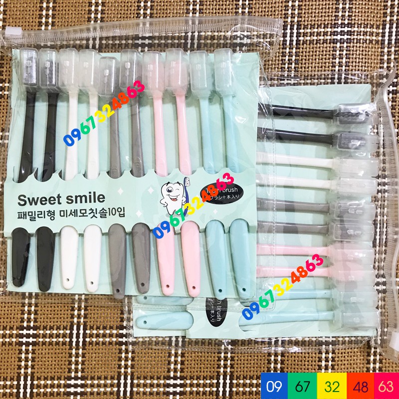 Set 10 Bàn Chải Đánh Răng Kiểu Hàn Quốc Sweet Smile