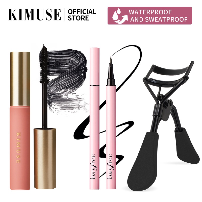 Bộ 3 món mascara + bút kẻ mắt + dụng cụ uốn lông mi KIMUSE mới