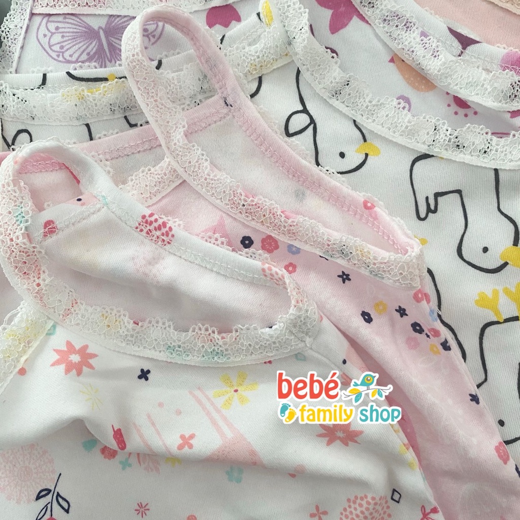 Set bộ hai dây bé gái thun cotton phối ren